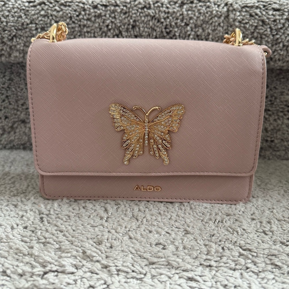 ALDO Blush Pink Crossbody Bag with Gold Butterfly